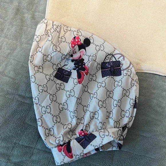 Minnie Mouse Sweater with Purses, Tan, Faux Scarf, Puff Sleeve, Size S or XS - Picture 6 of 8